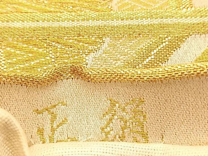平和屋着物◎全通柄袋帯　蜀江花文　金糸　正絹　逸品　BAAU1897hv
