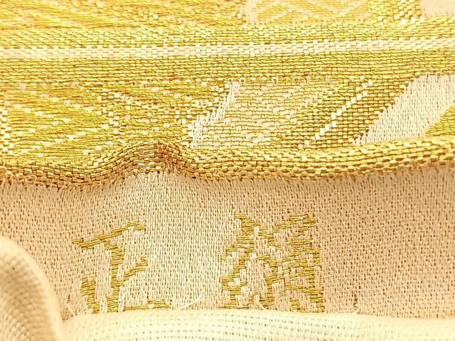 平和屋着物◎全通柄袋帯　蜀江花文　金糸　正絹　逸品　BAAU1897hv