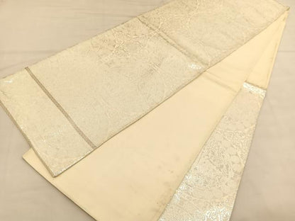 平和屋着物◎六通柄袋帯　狩猟丸文　銀糸　正絹　逸品　BAAU1901hv