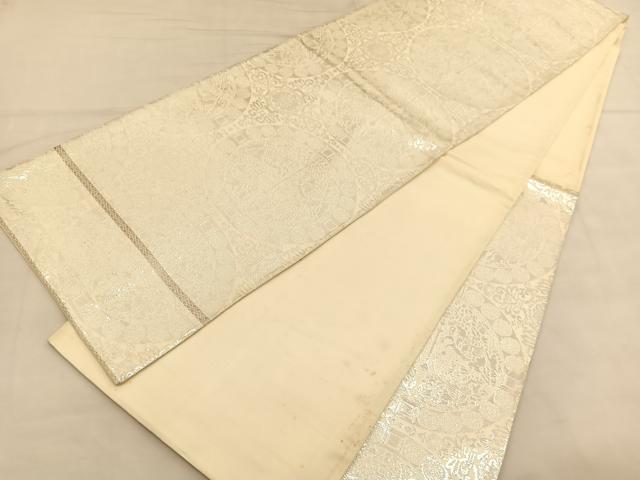 平和屋着物◎六通柄袋帯　狩猟丸文　銀糸　正絹　逸品　BAAU1901hv