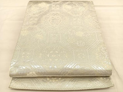 平和屋着物◎六通柄袋帯　蜀江花文　純銀入　正絹　逸品　BAAU1902hv