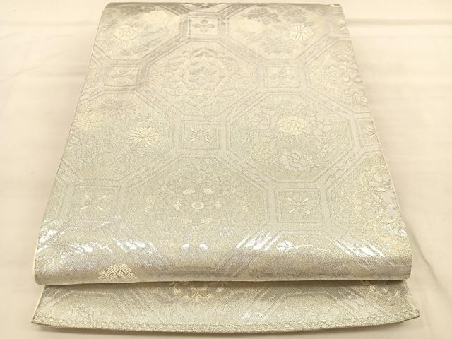 平和屋着物◎六通柄袋帯　蜀江花文　純銀入　正絹　逸品　BAAU1902hv