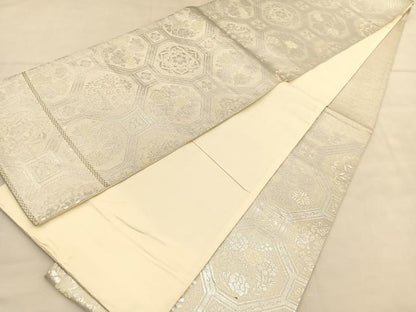 平和屋着物◎六通柄袋帯　蜀江花文　純銀入　正絹　逸品　BAAU1902hv
