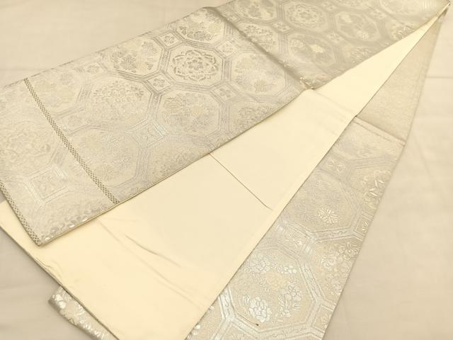 平和屋着物◎六通柄袋帯　蜀江花文　純銀入　正絹　逸品　BAAU1902hv