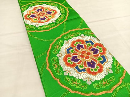 平和屋着物◎六通柄袋帯　唐織　鏡裏花文　金銀糸　正絹　逸品　BAAU1935hv