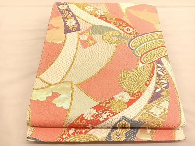 平和屋着物◎六通柄袋帯　唐織　白鳳　優美錦　金糸　正絹　逸品　BAAU1939hv