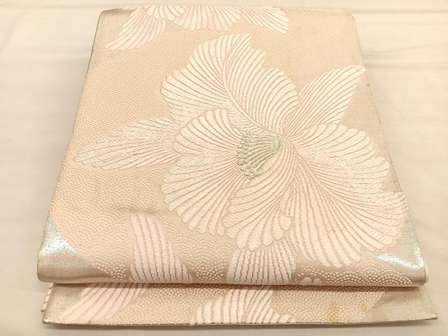 平和屋着物◎六通柄袋帯　唐織　カトレア　銀糸　正絹　逸品　BAAU1943hv