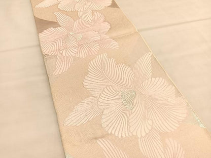 平和屋着物◎六通柄袋帯　唐織　カトレア　銀糸　正絹　逸品　BAAU1943hv