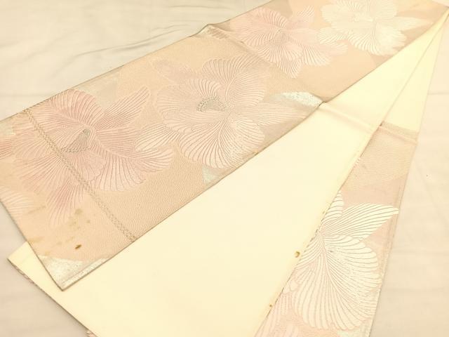 平和屋着物◎六通柄袋帯　唐織　カトレア　銀糸　正絹　逸品　BAAU1943hv