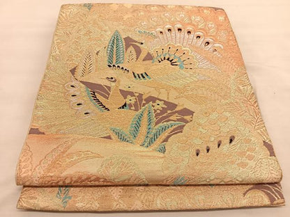 平和屋着物◎六通柄　京袋帯　孔雀　金銀糸　正絹　逸品　BAAU1950hv