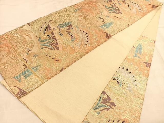 平和屋着物◎六通柄　京袋帯　孔雀　金銀糸　正絹　逸品　BAAU1950hv