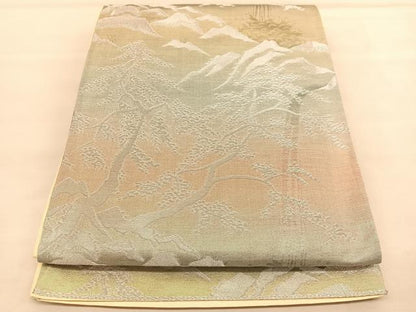 平和屋着物◎西陣 六通柄袋帯 風景文 銀糸 証紙付き 正絹 逸品 未使用 BAAU1951hv