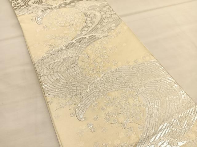 平和屋着物◎六通柄袋帯 立波楓文 銀糸 正絹 逸品 BAAU1971hv