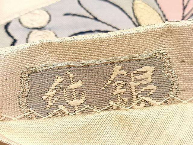 平和屋着物◎六通柄袋帯　亀甲花蝶文　純銀　正絹　逸品　BAAU1975hv