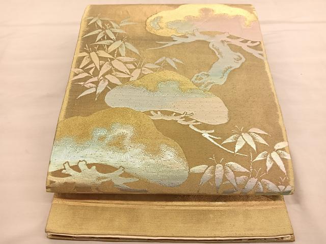 平和屋着物◎六通柄袋帯 松笹文 金糸 正絹 逸品 BAAU1978hv