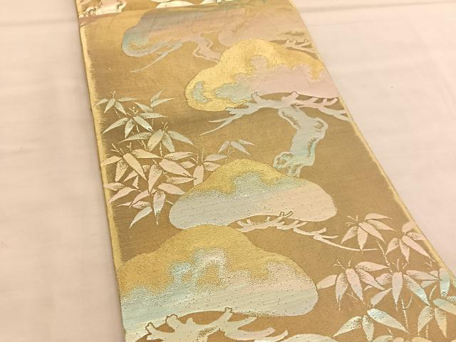 平和屋着物◎六通柄袋帯 松笹文 金糸 正絹 逸品 BAAU1978hv