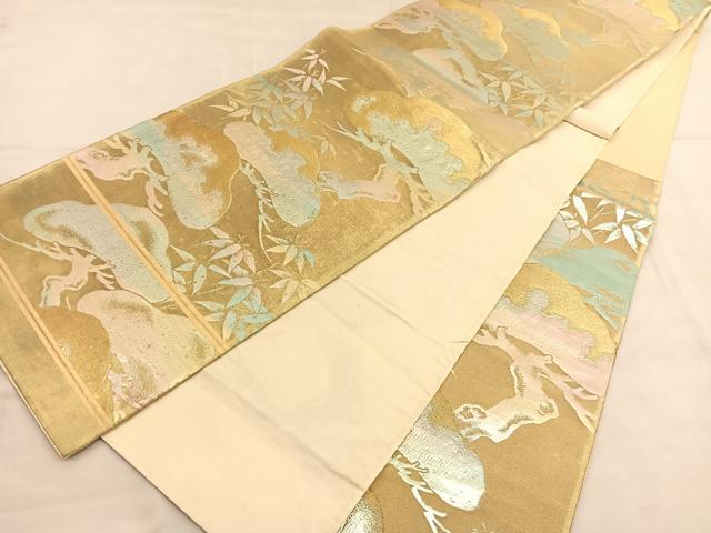 平和屋着物◎六通柄袋帯 松笹文 金糸 正絹 逸品 BAAU1978hv