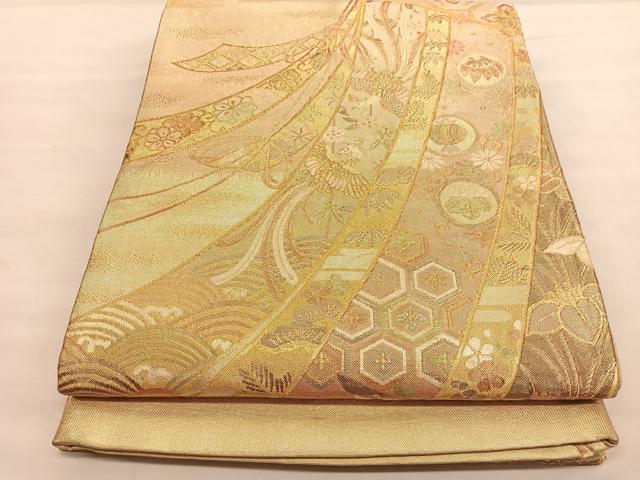 平和屋着物◎佐賀錦　六通柄袋帯　几帳鳳凰松竹梅　金糸　正絹　逸品　BAAU1986hv