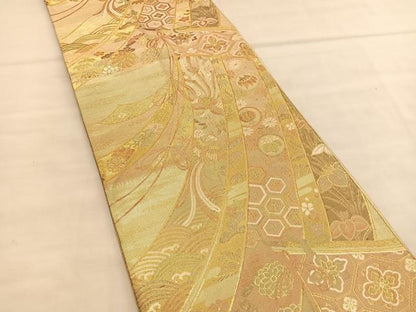 平和屋着物◎佐賀錦　六通柄袋帯　几帳鳳凰松竹梅　金糸　正絹　逸品　BAAU1986hv