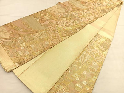 平和屋着物◎佐賀錦　六通柄袋帯　几帳鳳凰松竹梅　金糸　正絹　逸品　BAAU1986hv