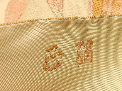平和屋着物◎六通柄 本袋帯 唐織 更紗草葉文 金銀糸 正絹 逸品 BAAU1987hv