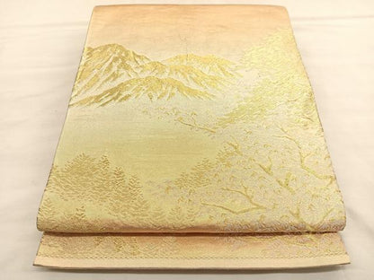 平和屋着物◎六通柄袋帯　遠山風景文　金銀糸　正絹　逸品　BAAU1989hv