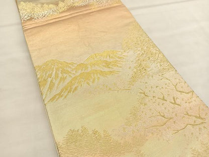 平和屋着物◎六通柄袋帯　遠山風景文　金銀糸　正絹　逸品　BAAU1989hv