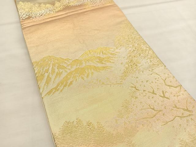 平和屋着物◎六通柄袋帯　遠山風景文　金銀糸　正絹　逸品　BAAU1989hv