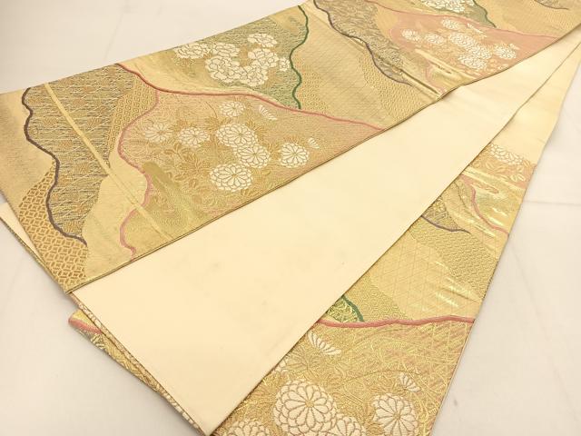平和屋着物◎六通柄袋帯 唐織 吉祥花文 金糸 正絹 逸品 BAAU2004yc