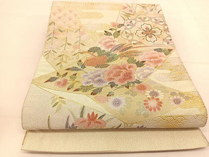 平和屋着物◎太鼓柄袋帯 綴れ 鳳凰花文 金銀彩 正絹 逸品 BAAU2006yc
