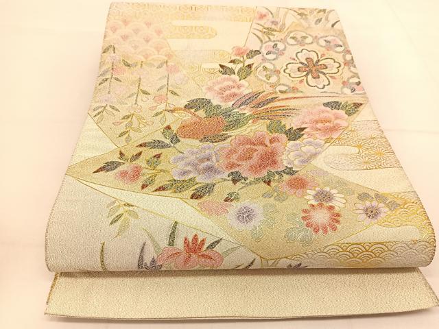 平和屋着物◎太鼓柄袋帯 綴れ 鳳凰花文 金銀彩 正絹 逸品 BAAU2006yc