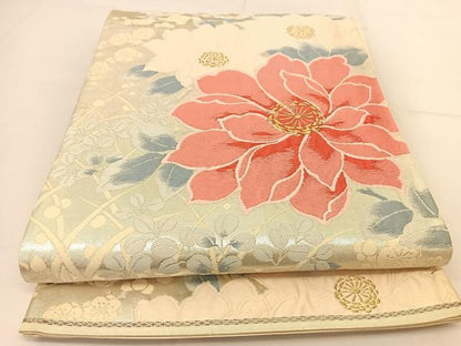 平和屋着物◎六通柄袋帯 唐織 草花文 金銀糸 正絹 逸品 BAAU2009yc