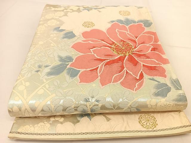 平和屋着物◎六通柄袋帯 唐織 草花文 金銀糸 正絹 逸品 BAAU2009yc