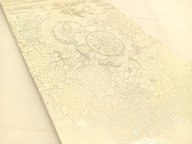 平和屋着物◎六通柄袋帯 唐織 美保姿 鼓花文 銀糸 正絹 逸品 BAAU2010yc