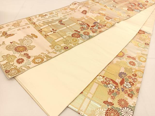 平和屋着物◎六通柄袋帯 唐織 花蝶文 金銀糸 正絹 逸品 BAAU2011yc