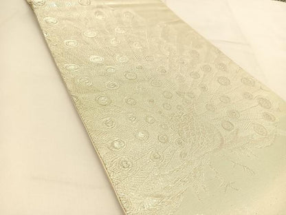 平和屋着物◎六通柄袋帯 孔雀文 銀糸 正絹 逸品 BAAU2013yc
