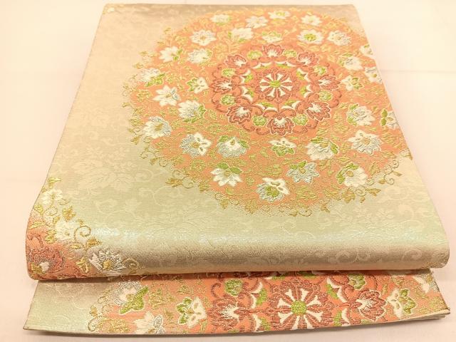 平和屋着物◎六通柄袋帯 唐織 正倉院花文 金銀糸 正絹 逸品 BAAU2014yc