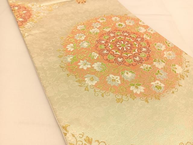 平和屋着物◎六通柄袋帯 唐織 正倉院花文 金銀糸 正絹 逸品 BAAU2014yc