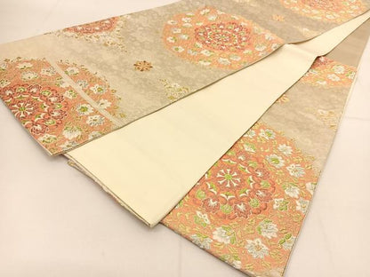 平和屋着物◎六通柄袋帯 唐織 正倉院花文 金銀糸 正絹 逸品 BAAU2014yc