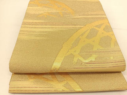 平和屋着物◎六通柄袋帯 霞に袖垣文様 金糸 正絹 逸品 BAAU2015yc