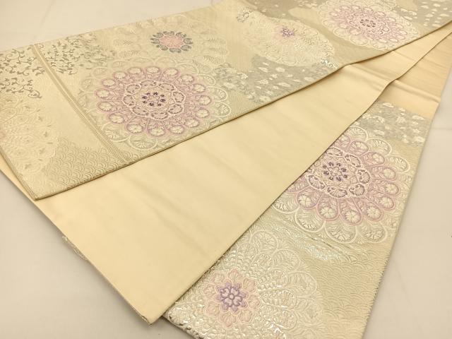 平和屋着物◎六通柄袋帯 唐織 青海波正倉院花文 銀糸 正絹 逸品 BAAU2036yc