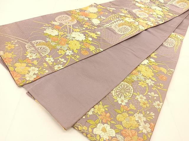 平和屋着物◎六通柄袋帯 唐織 花車文 金糸 正絹 逸品 BAAU2044yc