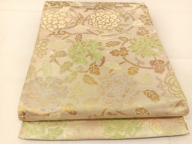 平和屋着物◎六通柄袋帯 花唐草文 金糸 正絹 逸品 BAAU2080yc