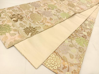 平和屋着物◎六通柄袋帯 花唐草文 金糸 正絹 逸品 BAAU2080yc