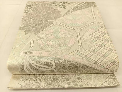 平和屋着物◎六通柄袋帯 唐織 プラチナ二重箔 華燭杼扇文 正絹 逸品 BAAU2092yc