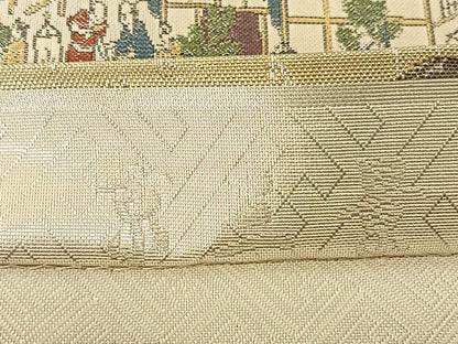 平和屋着物◎佐賀錦 六通柄袋帯 プラチナ箔 京三景 祇園巡行図 正絹 逸品 BAAU2099yc