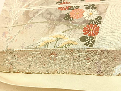 平和屋着物◎六通柄袋帯 唐織 葵元禄蒔絵 引箔 正絹 逸品 BAAU2101yc