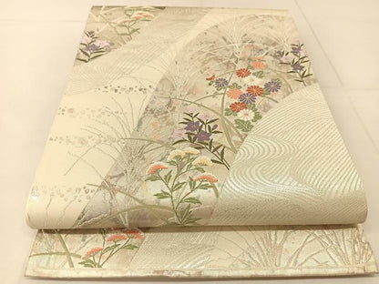 平和屋着物◎六通柄袋帯 唐織 葵元禄蒔絵 引箔 正絹 逸品 BAAU2101yc