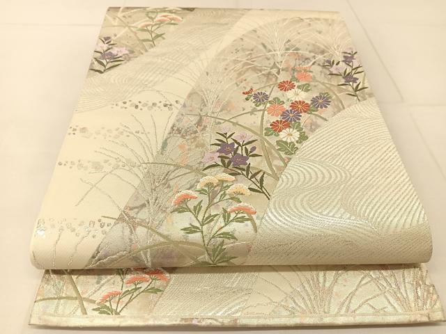 平和屋着物◎六通柄袋帯 唐織 葵元禄蒔絵 引箔 正絹 逸品 BAAU2101yc
