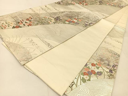 平和屋着物◎六通柄袋帯 唐織 葵元禄蒔絵 引箔 正絹 逸品 BAAU2101yc